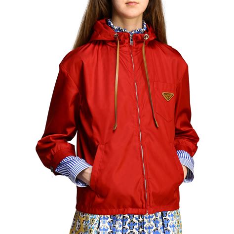 prada red logo jacket|Prada nylon jacket women's.